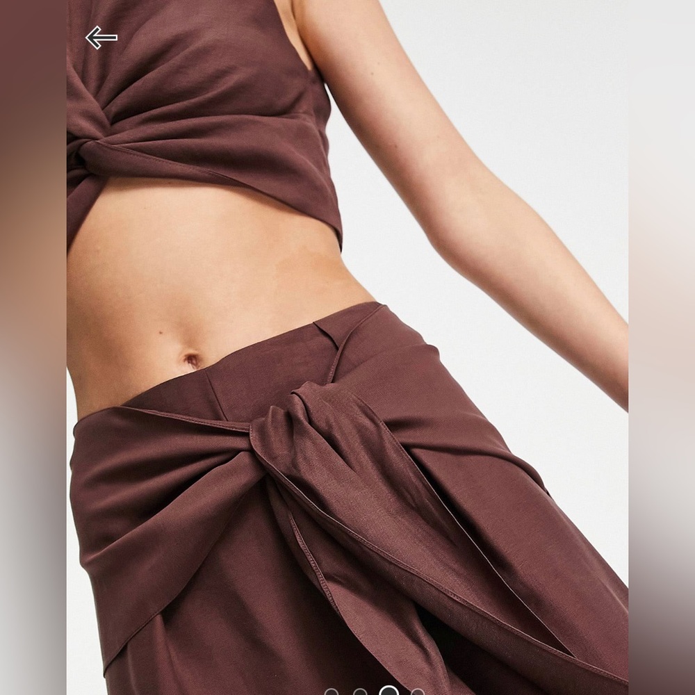 wide leg pants in chocolate - part of a set - Picture 2 of 7